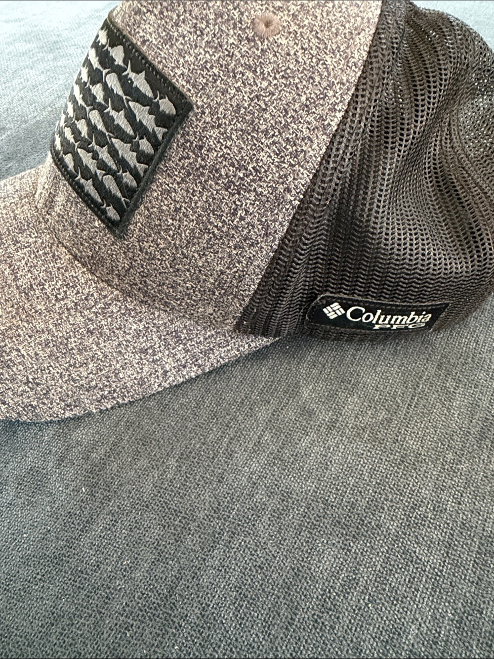 Columbia Heather Gray Flag Patch Fishing Baseball Cap - Picture 2 of 6